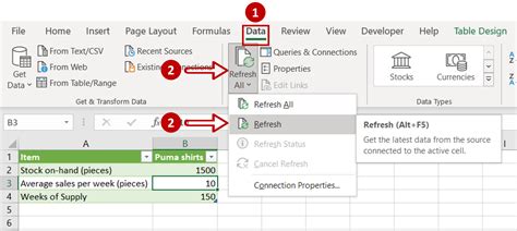 display last refresh date in excel