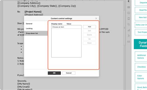 Display Name And Value In Content Control