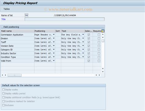 Display Price List Sap Tcode
