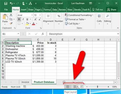 display status bar in excel