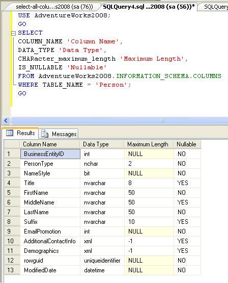 Display Table Contents In Sql
