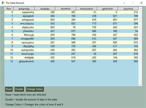 Display Table Pysimplegui