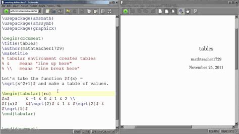 Display Tables In Latex