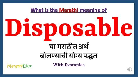 Disposable Meaning Marathi