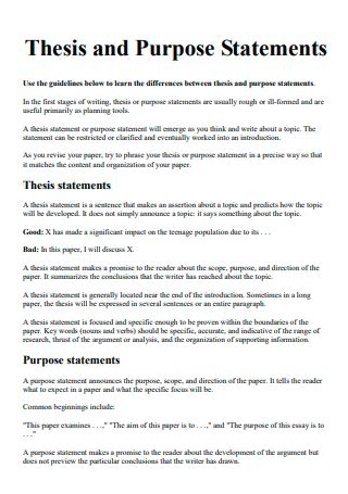 dissertation purpose statement examples