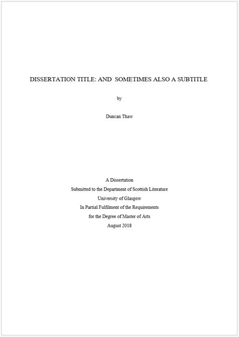 dissertation title page layout