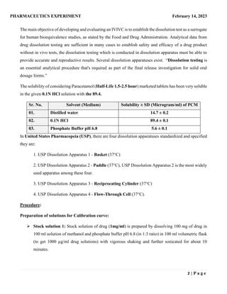dissolution test procedure for paracetamol