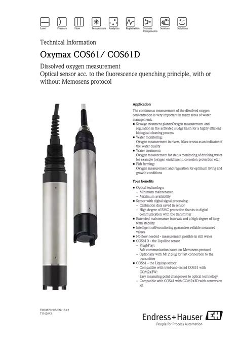 Dissolved Oxygen Sensor Datasheet