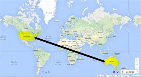 Distance Between Usa And Australia In Km