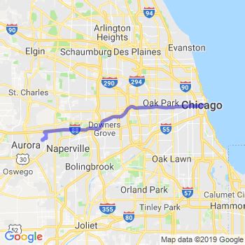 distance between aurora il and chicago il