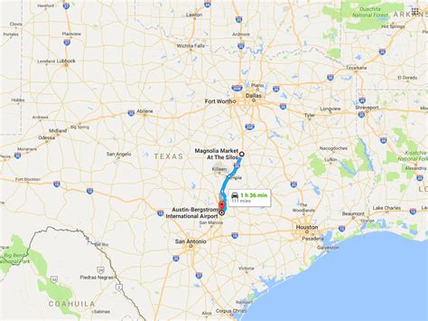 distance from austin tx to waco tx