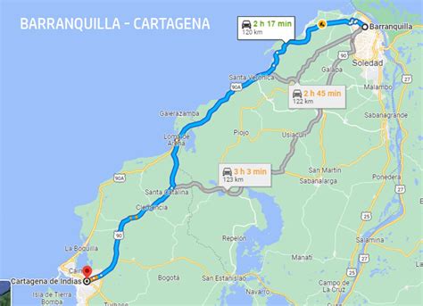 distance from cartagena to barranquilla