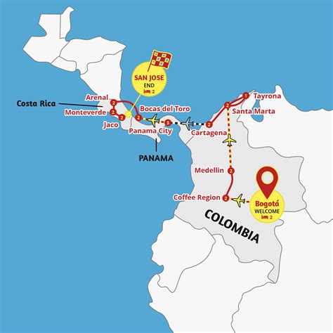 distance from costa rica to colombia