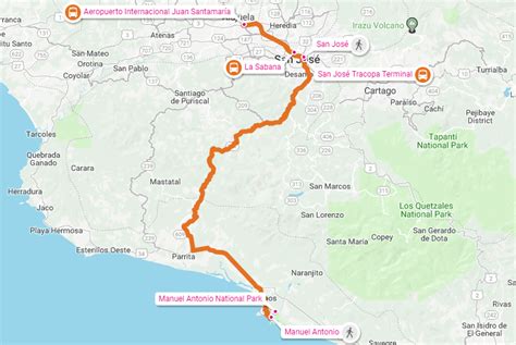 distance from sjo to naranjo costa rica