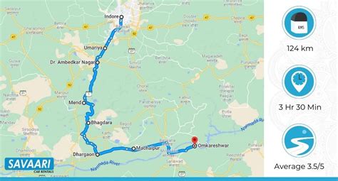 distance of omkareshwar from indore