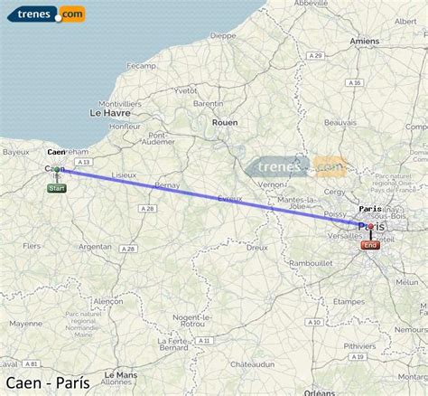 distance paris caen en train