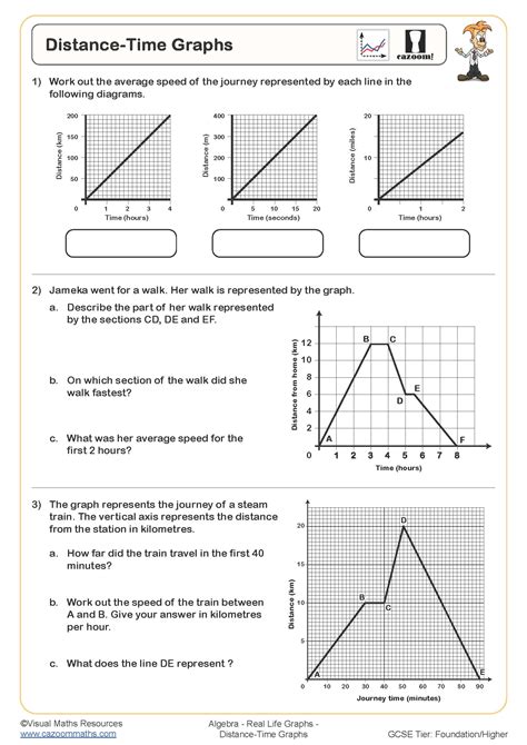 distance time graph worksheet with answers pdf