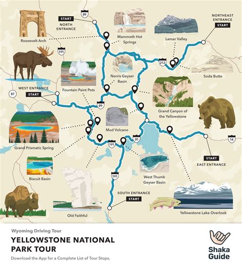 distances within yellowstone national park