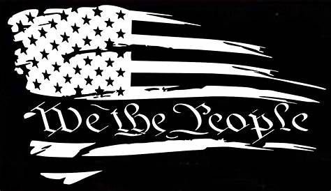 LARGE We the People Distressed American USA Flag Vinyl Decal Car Window