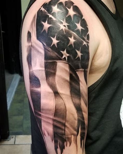 distressed american flag tattoo