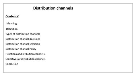 Distribution Channel Conclusion