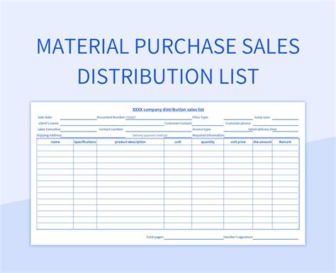 Distribution List Excel Template