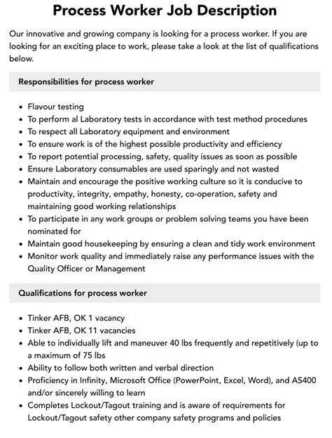 Distribution Process Worker Job Description