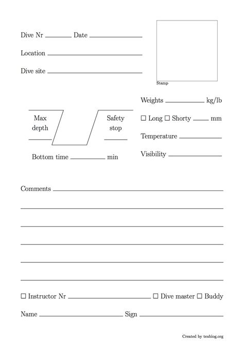 dive log