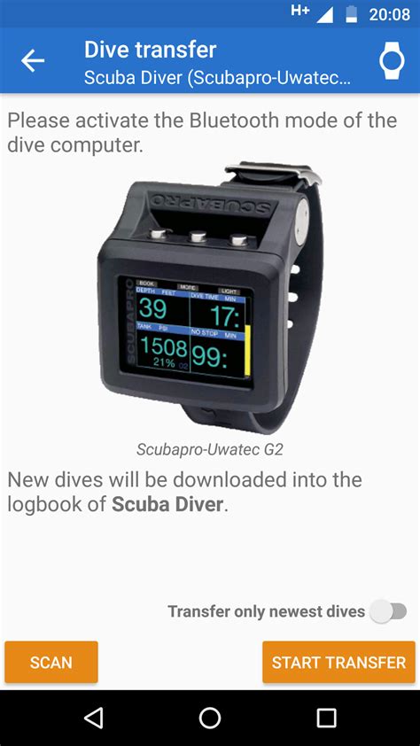 Dive Log Android Bluetooth