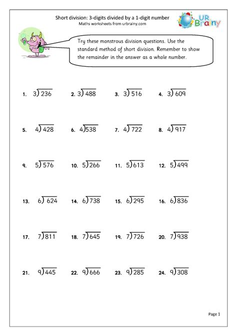 3Digit by 1Digit Long Division with Remainders and Steps Shown on