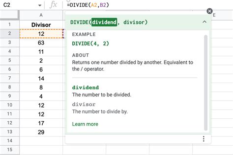 How to Divide in Google Sheets
