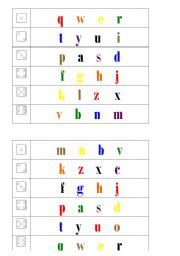 divide alphabet into 4 groups