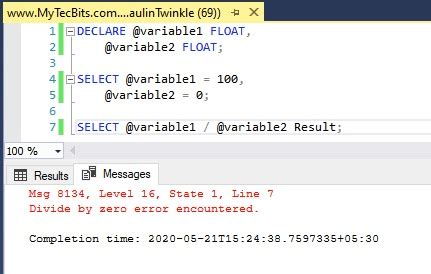 Divide By Zero Error Encountered C