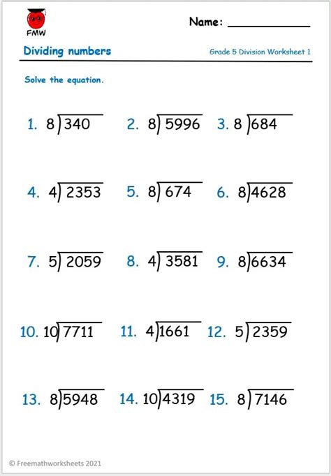 divide questions for class 5 with answers