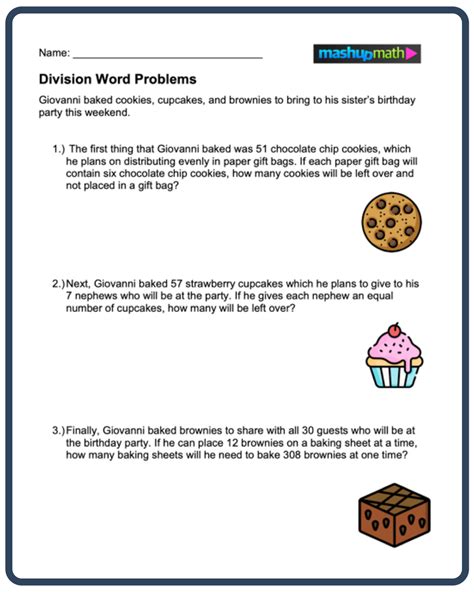 divide word problems questions for class 3
