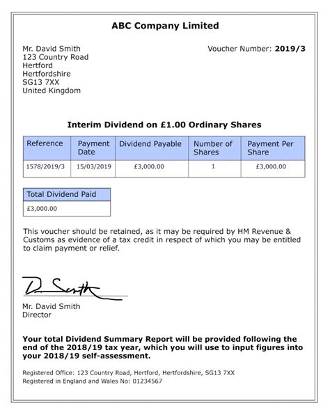 dividend tax voucher template uk