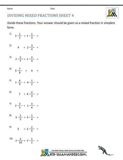 Multiplying and Dividing Mixed Fractions with Three Terms (A)
