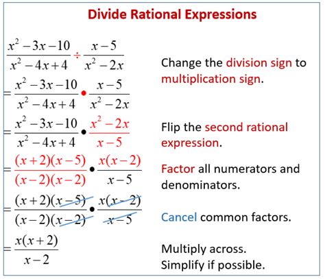 dividing rational algebraic expressions examples with answers