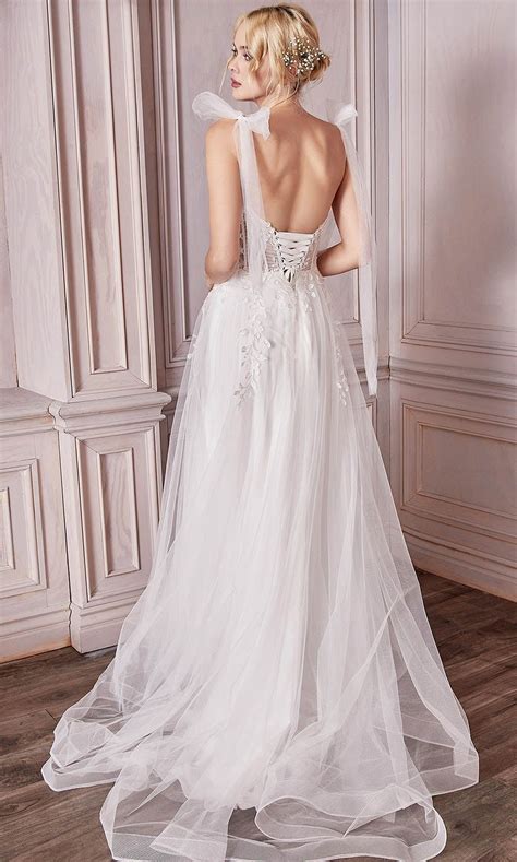 Cinderella Divine Bridal Cd929 Beaded Lace Off Shoulder Bridal Dress in