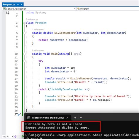 Division By Zero Exception In C Program