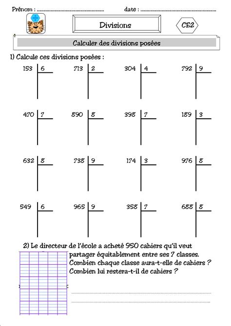 division cm1 exercices pdf
