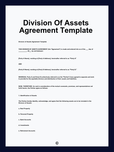 division of assets form template