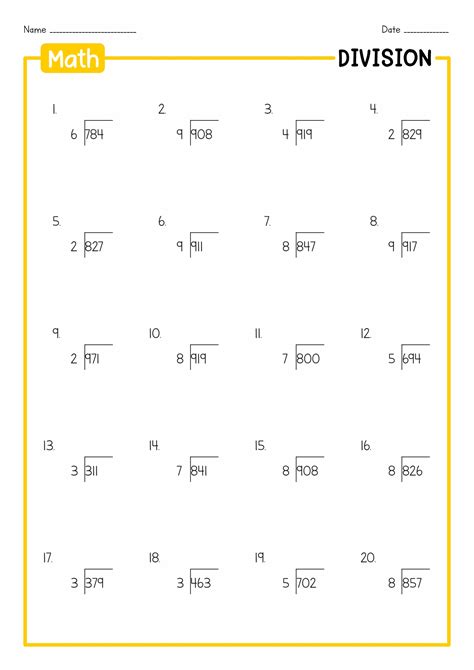 division questions for class 4th with answers