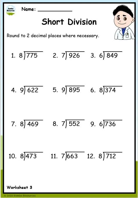 division questions for class 5 with answers