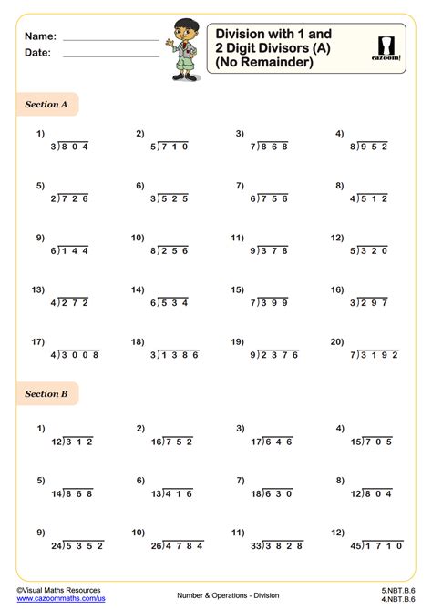Divisions Math Worksheets