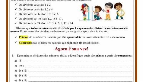 Divisores de um número natural Atividade de matemática para trabalhar