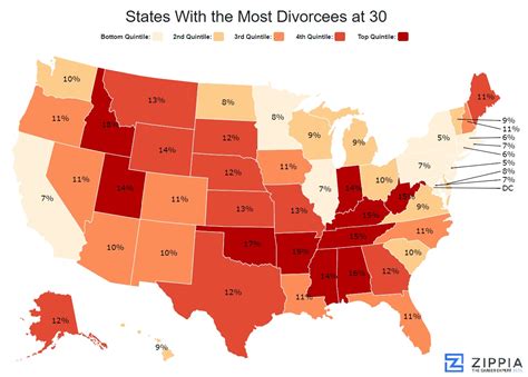 Divorce Rates By State Map