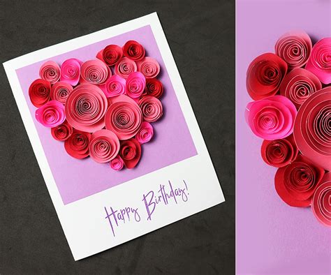 DIY Pink Flowers Birthday Card Flower cards handmade