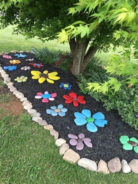 How To DIY Painted Rock Flowers Garden Decor Home Ideas