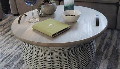 Diy Rattan Basket Coffee Table